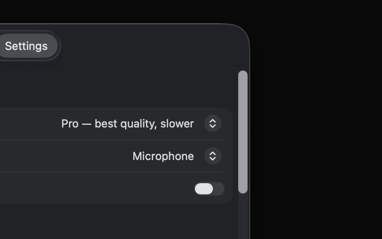 Notch showing captions from microphone input