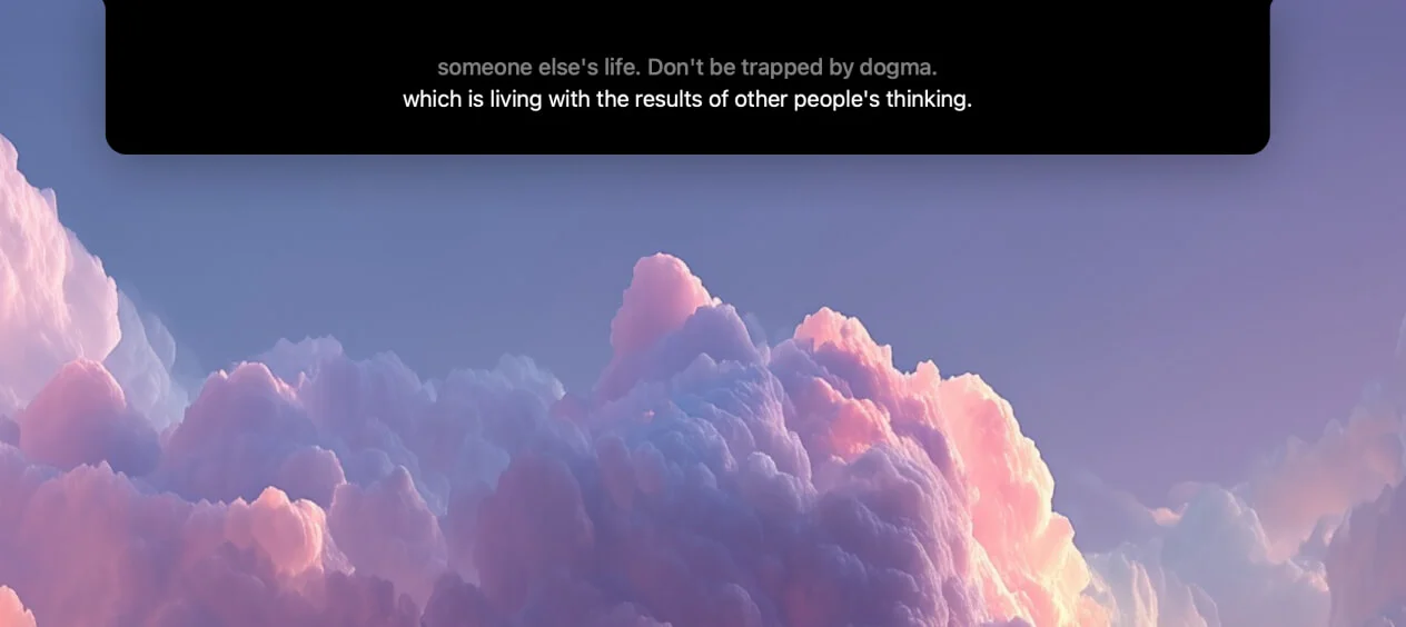 NotchLive showing live captions in the MacBook notch area