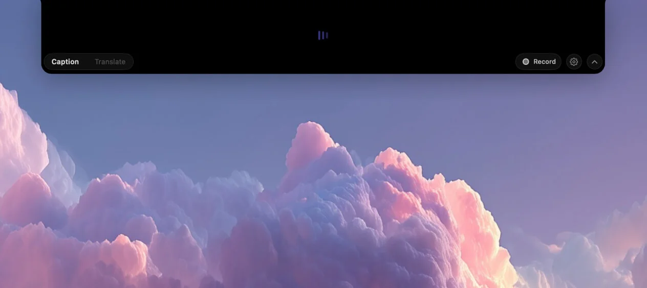 Menu bar icon and expanded notch showing Listening