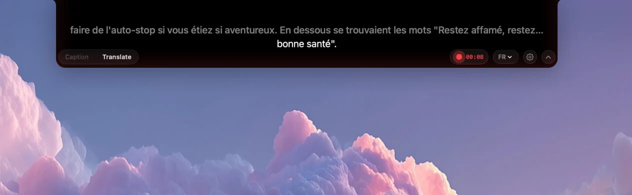 Notch with red recording glow and elapsed time on record button